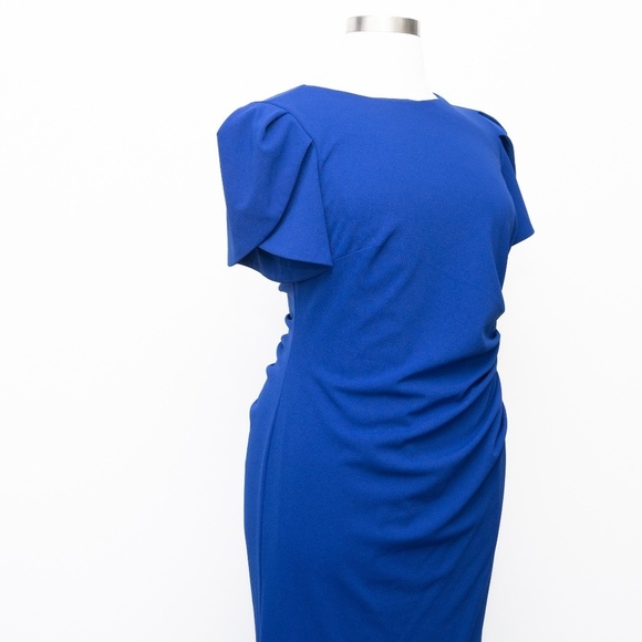 XSCAPE. Plus Size Tulip-Sleeve Gathered-Waist Gown - Picture 7 of 14